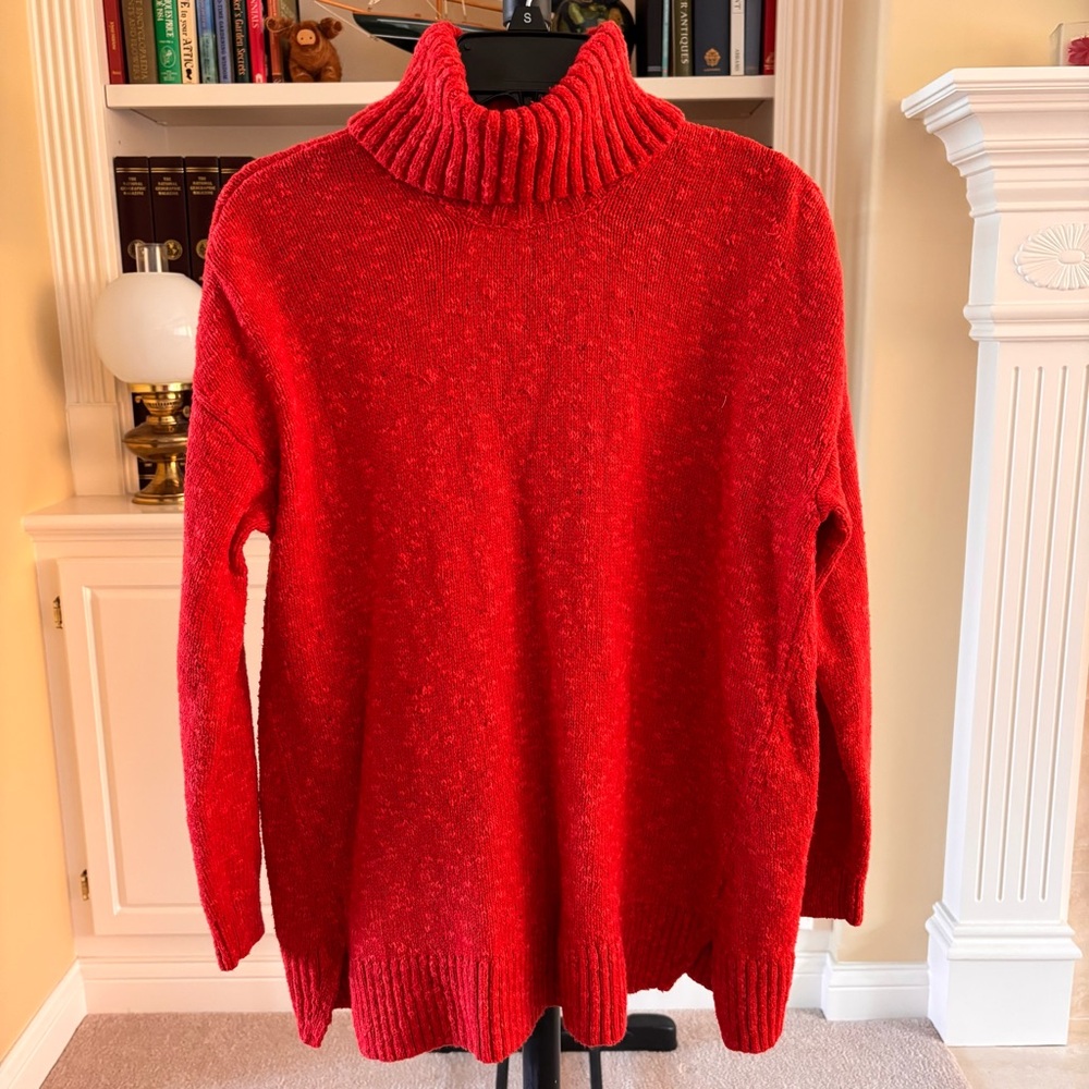 J.Jill Cabin Turtleneck Chunky Knit Sweater in red XS
